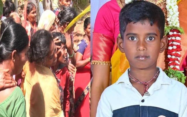 Boy dies after falling on sambar
